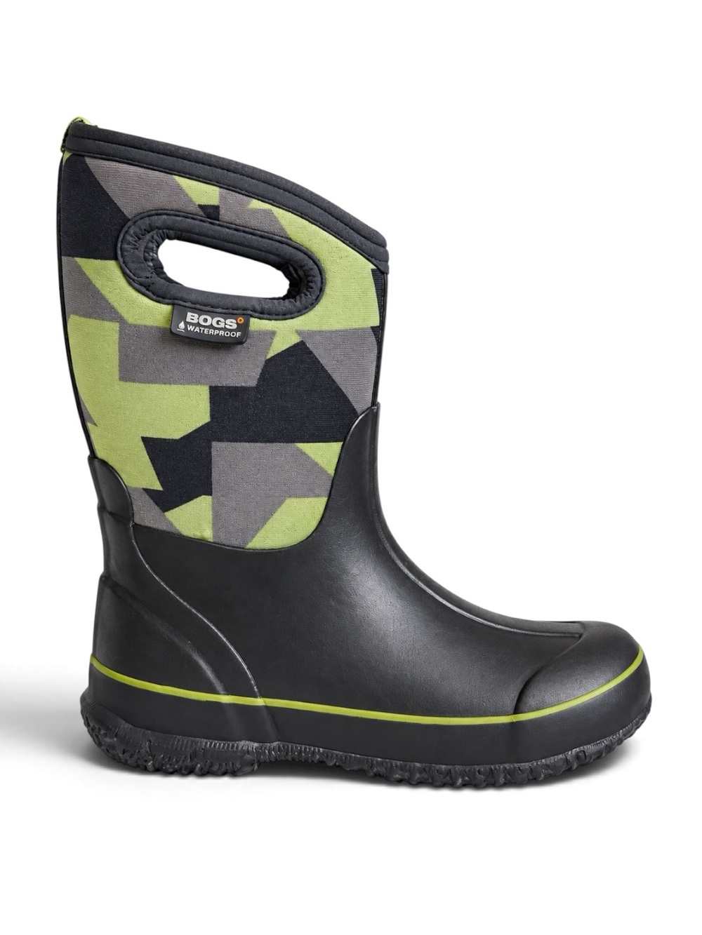 BOGS Classic Geo Waterproof Winter Boots Black Green Gray Kids Size 3